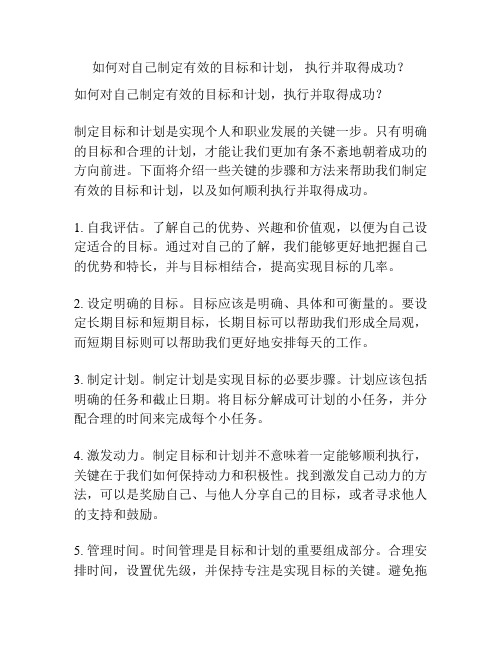 如何对自己制定有效的目标和计划, 执行并取得成功？