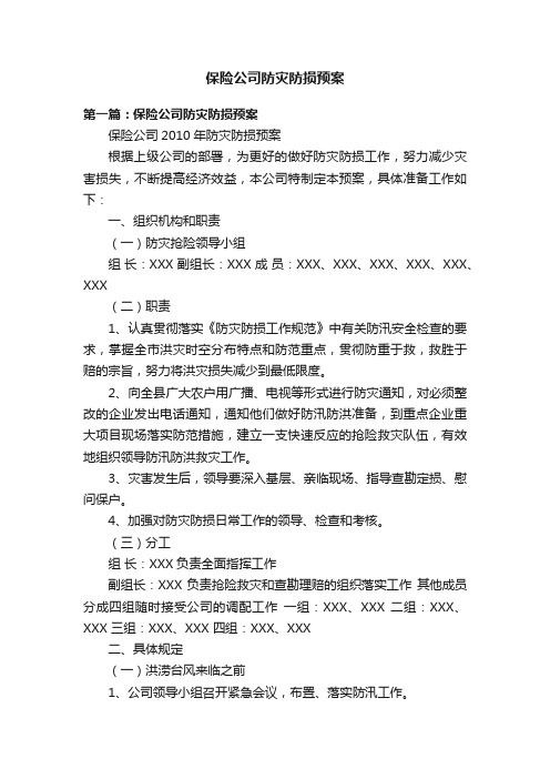 保险公司防灾防损预案