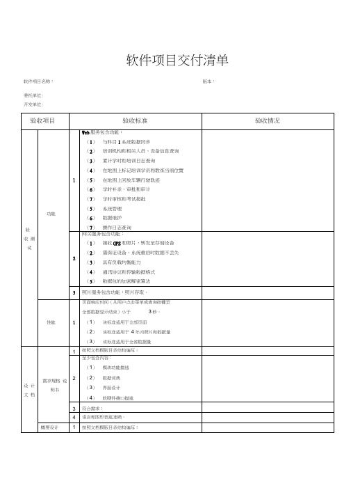 软件项目交付清单-模板