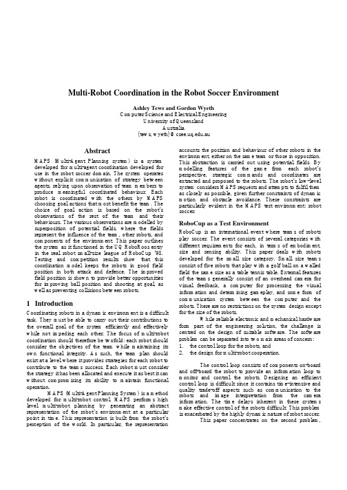 Multi-Robot Coordination in the Robot Soccer Environment