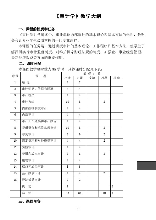 审计学教学大纲