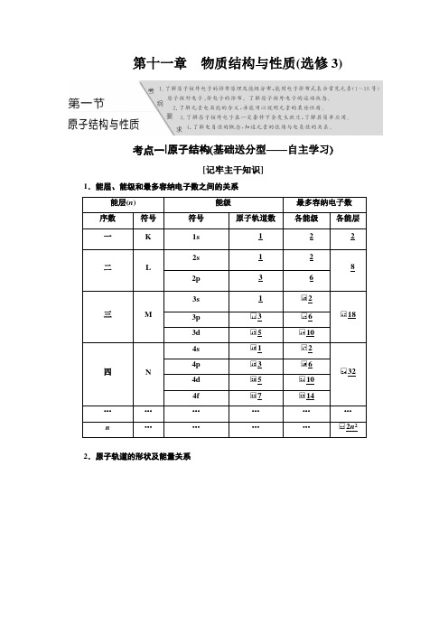 《三维设计》高考化学(人教版)复习教师用书：第十一章 物质结构与性质(选修3) Word版含答案