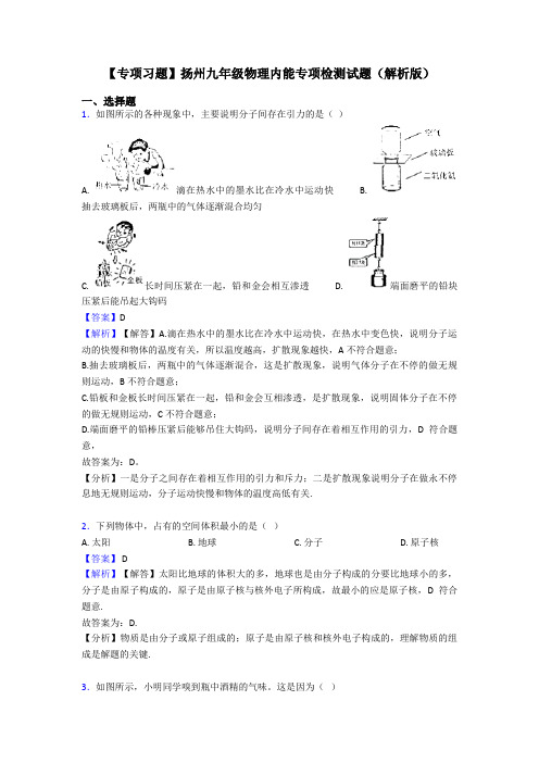 【专项习题】扬州九年级物理内能专项检测试题(解析版)