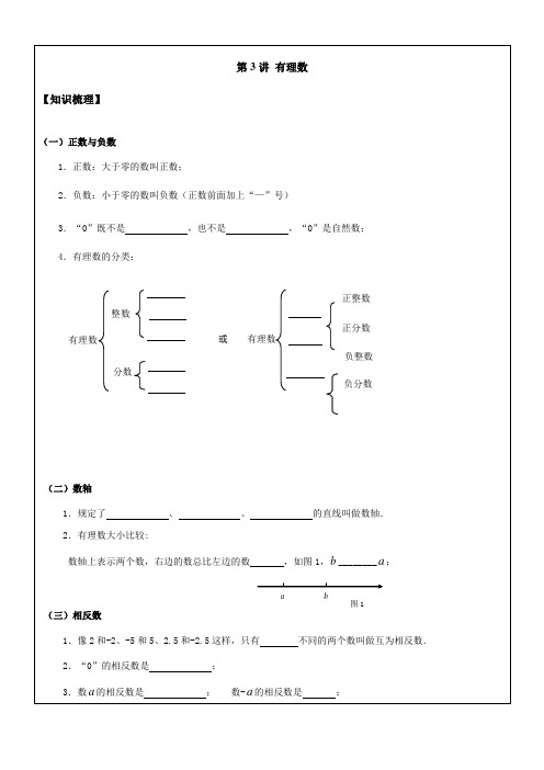 北师大版七年级上册数学 第二章 有理数及其运算第3讲 有理数