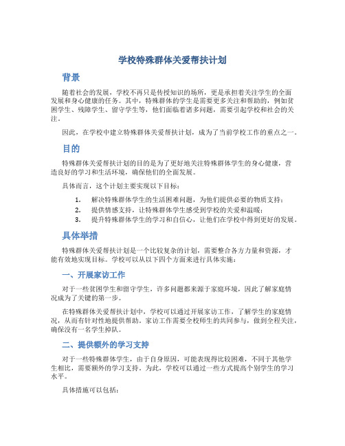 学校特殊群体关爱帮扶计划