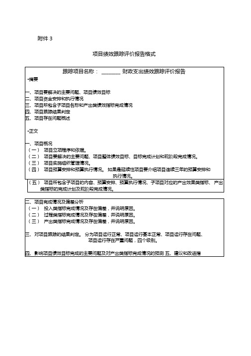 项目绩效跟踪评价报告格式