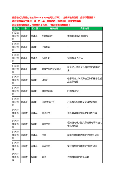 2020新版广西壮族自治区北海市图文工商企业公司商家名录名单黄页联系电话号码地址大全44家