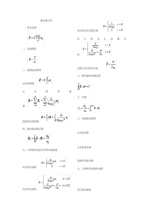 大学物理电磁学公式总结