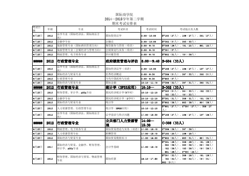 商学院期末考试安排表