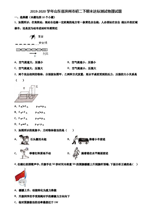 2019-2020学年山东省滨州市初二下期末达标测试物理试题含解析