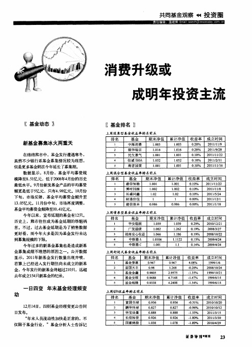 消费升级或成明年投资主流