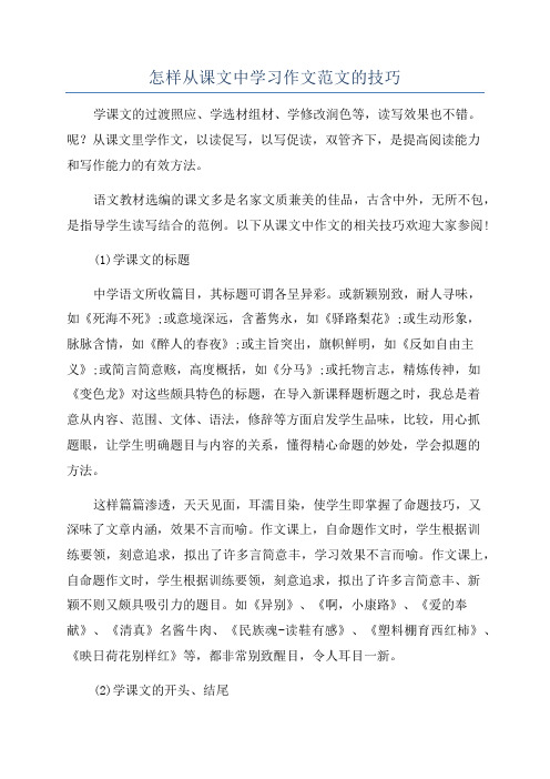 怎样从课文中学习作文范文的技巧