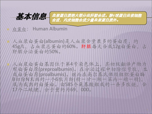 白蛋白及临床运用PPT课件