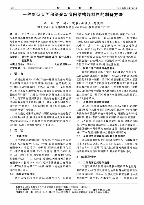 一种新型大面积绿光双渔网结构超材料的制备方法