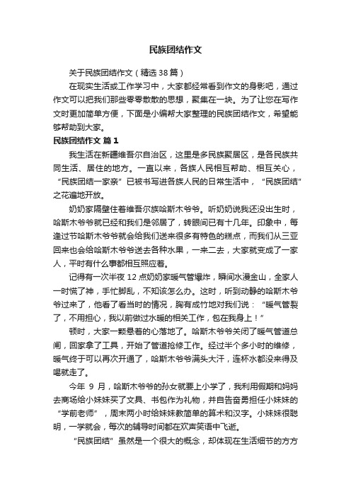 关于民族团结作文（精选38篇）