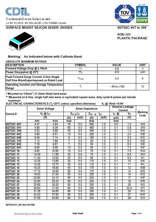 BZT52C15V中文资料