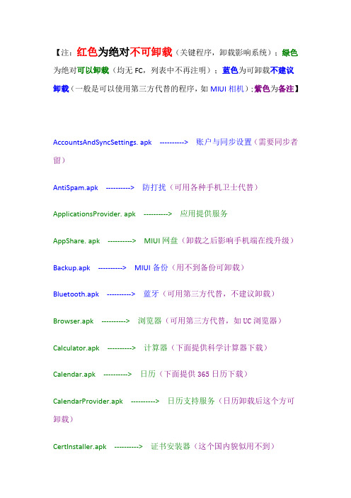 全新miui精简列表(小米系统通用版)