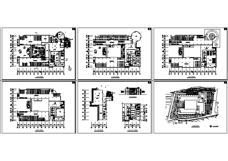 四川农大图书馆全套建筑施工设计cad图纸（含各层平面图）