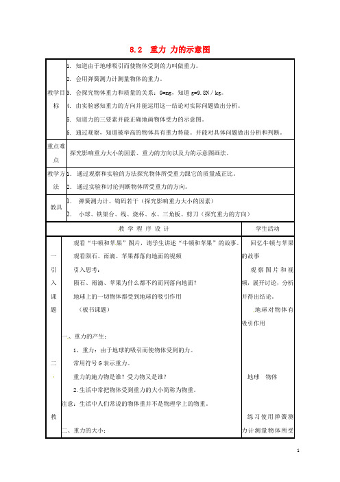 江苏省连云港市新浦区八年级物理下册 8.2 重力 力的示意图教案 (新版)苏科版