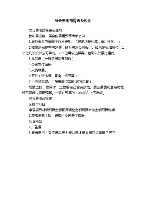 展会费用预算表及说明