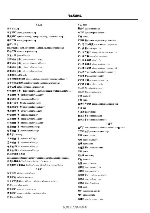 冶金专业英语词汇整理
