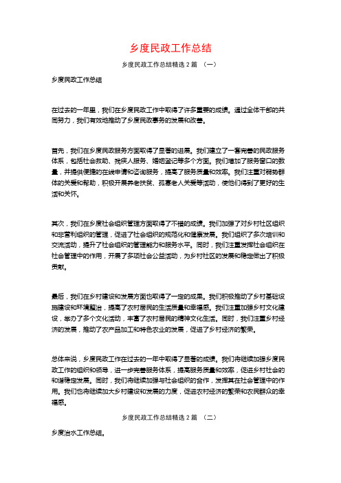 乡度民政工作总结2篇