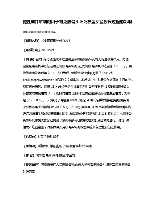 碱性成纤维细胞因子对兔股骨头坏死模型实验修复过程的影响