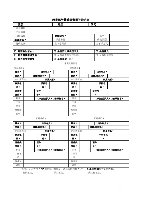 教育部学籍系统数据补录内容及填写说明20131220