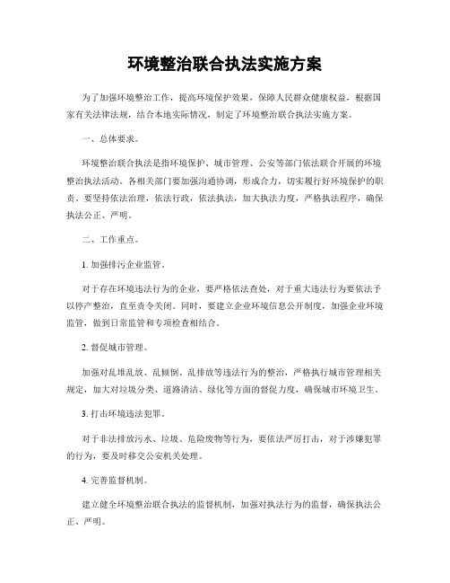 环境整治联合执法实施方案