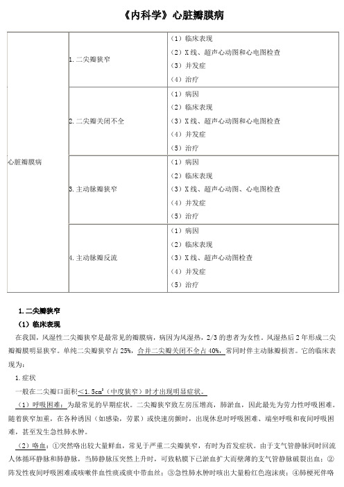 《内科学》心脏瓣膜病