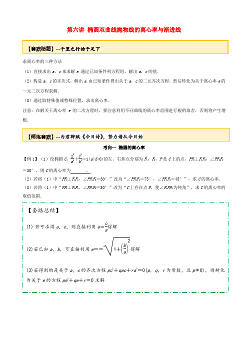 高考数学一轮复习专题10.6椭圆双曲线抛物线的离心率与渐进线练习(含解析)