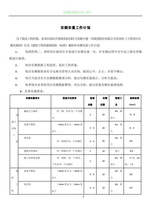 实测实量工作计划