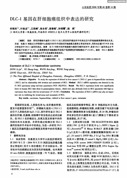 DLC-1基因在肝细胞癌组织中表达的研究