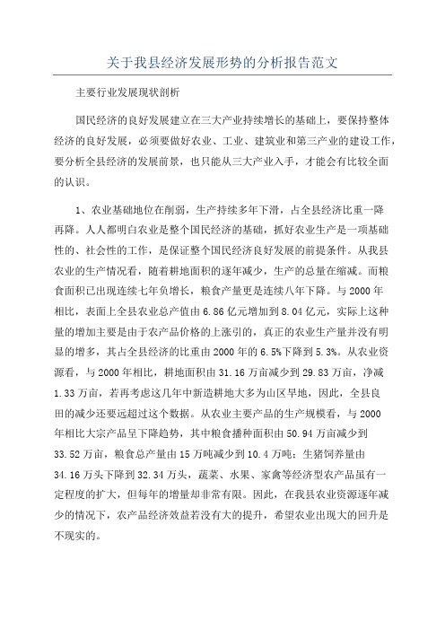 关于我县经济发展形势的分析报告范文