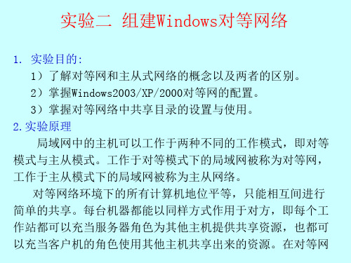 实验二组建Windows对等网络