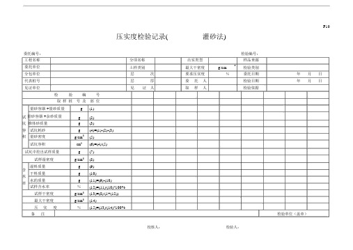 压实度检验记录(灌砂法)