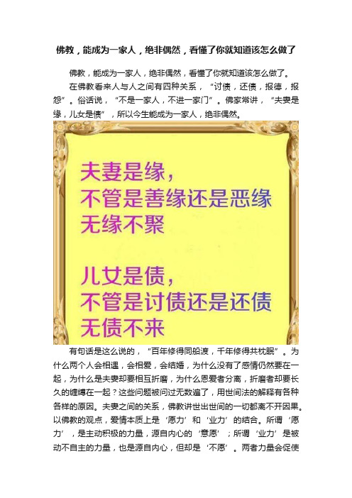 佛教，能成为一家人，绝非偶然，看懂了你就知道该怎么做了