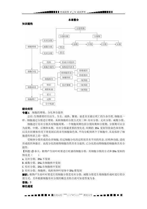 高中生物新课标苏教版本章整合(第五章 细胞增殖、分化、衰老和凋亡)