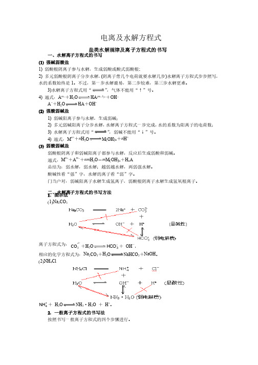 电离及水解方程式