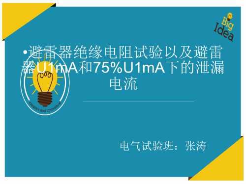 避雷器绝缘电阻试验以及避雷器U1mA和75%U1mA下的泄漏电流