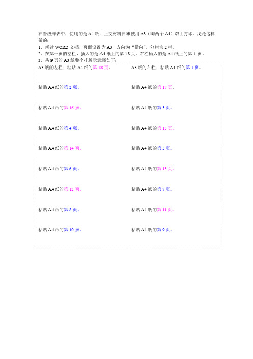 晋级表A3双面打印设置方法