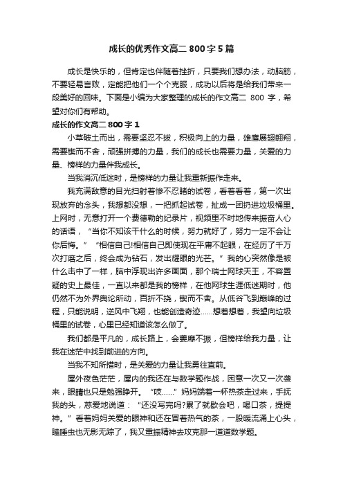 成长的优秀作文高二800字5篇