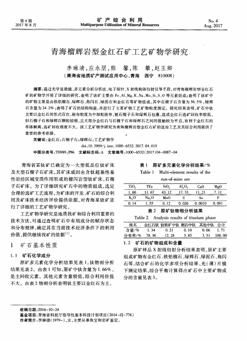 青海榴辉岩型金红石矿工艺矿物学研究