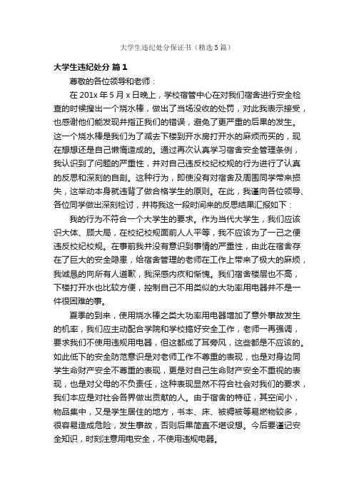 大学生违纪处分保证书（精选5篇）