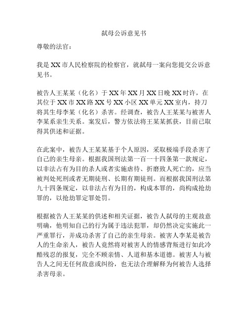 弑母公诉意见书