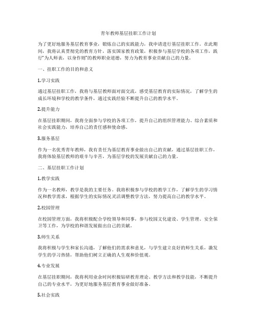 青年教师基层挂职工作计划