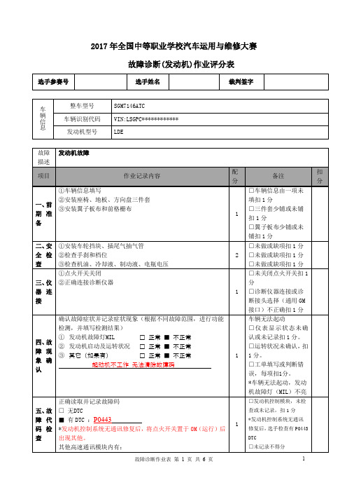 2017年发动机作业评分表(X55AF、Q12)