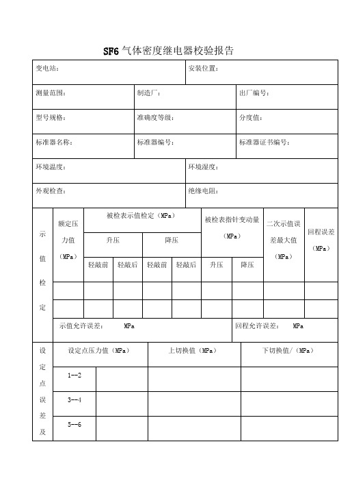 SF密度继电器校验报告 