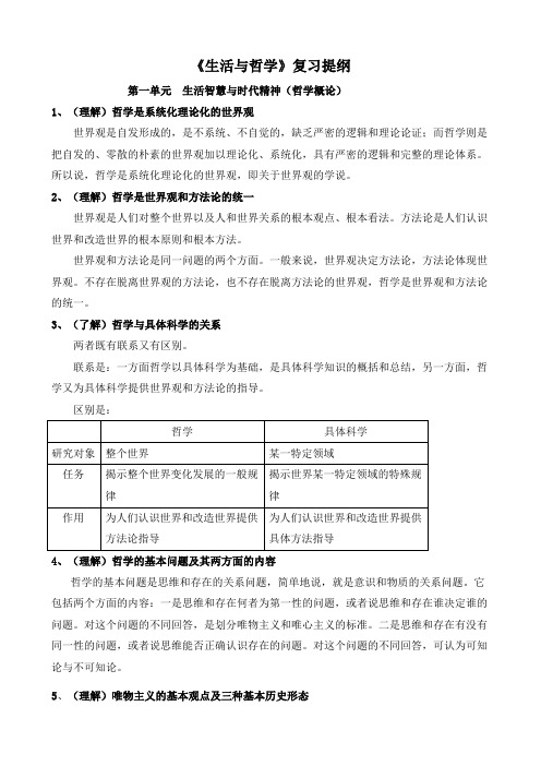 《生活与哲学》复习提纲(最新整理).doc