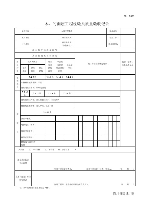 四川-木、竹面层工程检验批质量验收记录 SG-T083